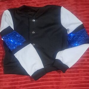 Weissman Black and Blue Sequin Kids Jacket For Dancing Or Partying